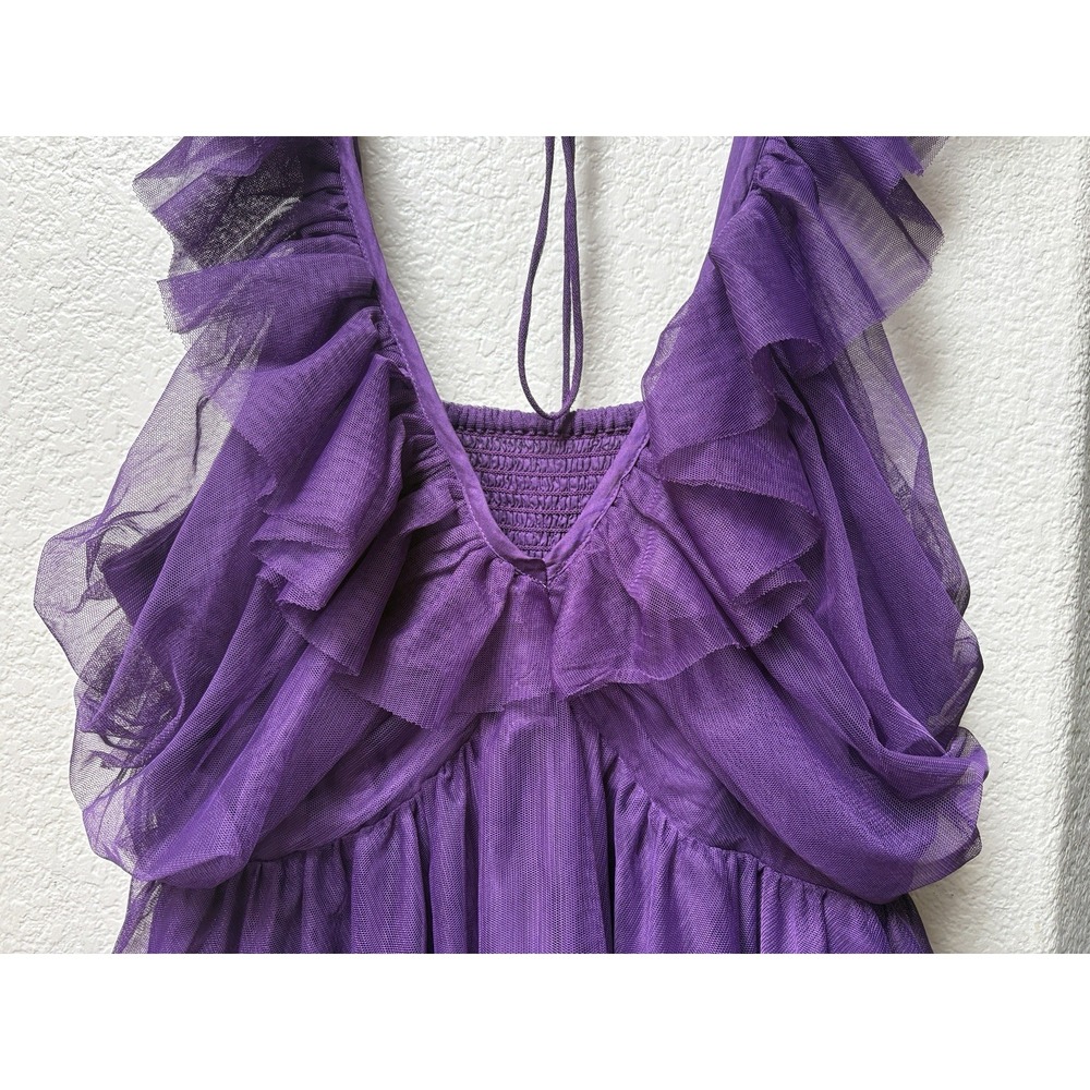 Anthropologie Maeve Ruffled Tulle Mini Dress Purple Size XL - Picture 4 of 14